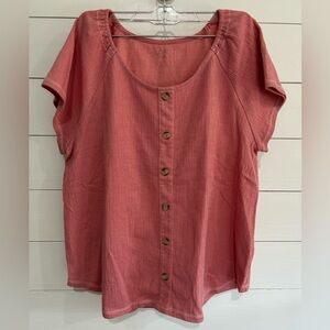 LOFT Coral Button-Down Shirt